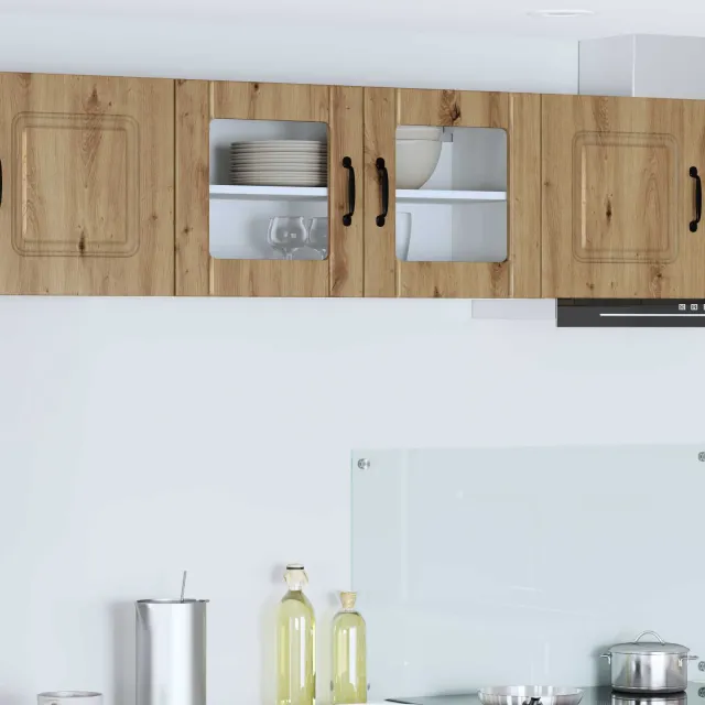 vidaXL Wandglas cabinet LUCCA Artisanaal eiken 80 x 31 x 40 cm Bruin