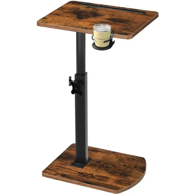 NordHaus Bijzettafel C-vorm - Laptoptafel - Banktafel Verstelbaar - 360° Draaibaar Tafelblad - Hoogte 45,5-78 cm Bruin (houtlook)