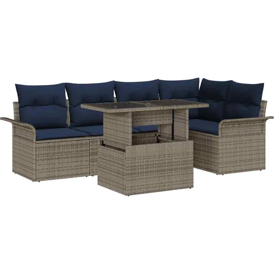 vidaXL Tuin Sofa Set 6 st Grijs [Synthetisch]: Poly Rattan