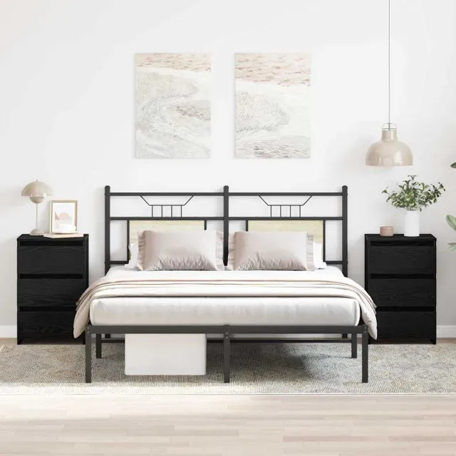 vidaXL Nachtkastje 2 st Zwart Eiken 40 x 35 x 62,5 cm Bewerkt hout, foto 2
