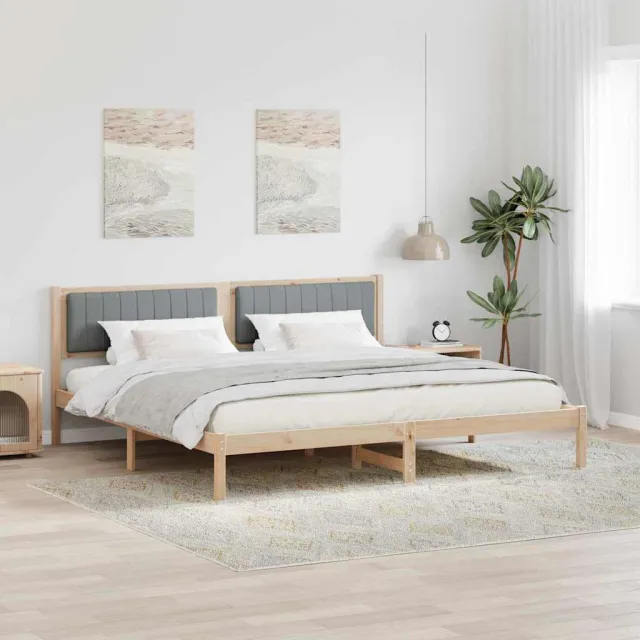 vidaXL Bedframe Lichtgrijs 200 x 200 cm Massief grenenhout Bruin