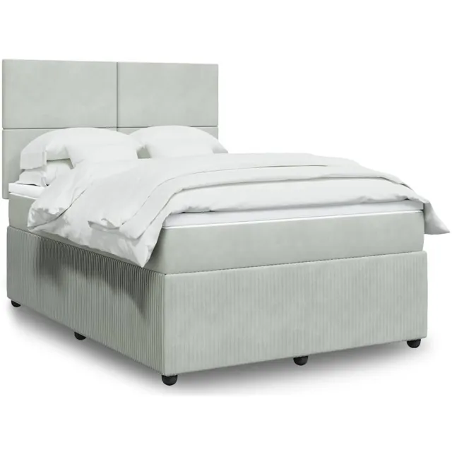 vidaXL Boxspring met matras fluweel lichtgrijs 160x200 cm grijs