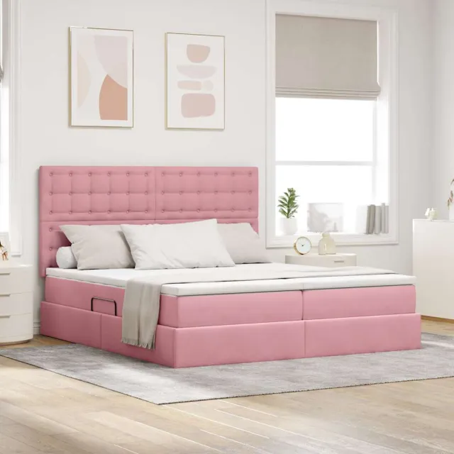 vidaXL Opslag bed met hoofdeinde met opslag Roze 180 x 200 cm Fluweel