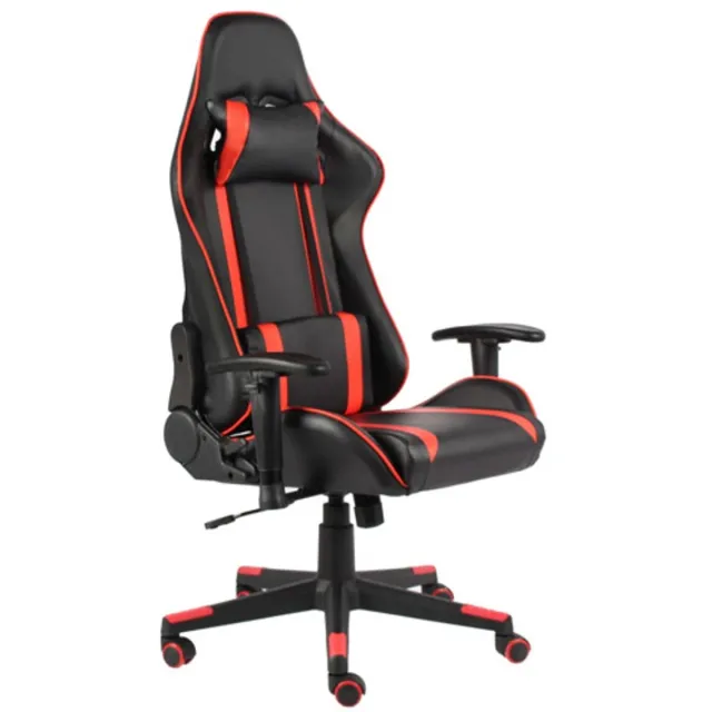 vidaXL Gamestoel - draaibaar - PVC - rood zwart en rood