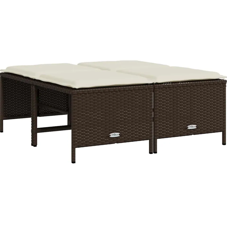 vidaXL Tuinkrukken met kussens 4 st poly rattan bruin, foto 3