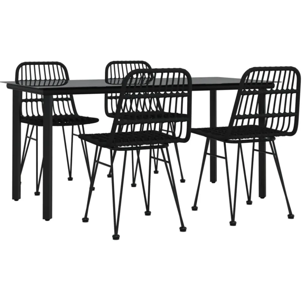 vidaXL 5-delige Tuinset poly rattan zwart