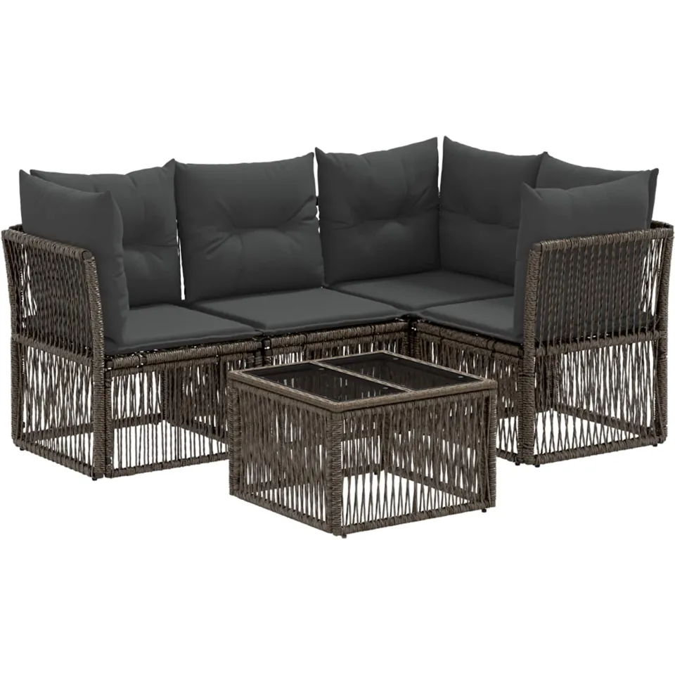 vidaXL Tuinbankenset 5 st Grijs poly rattan, foto 3