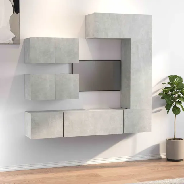 vidaXL 6-delige Tv-meubelset bewerkt hout betongrijs grijs, foto 2