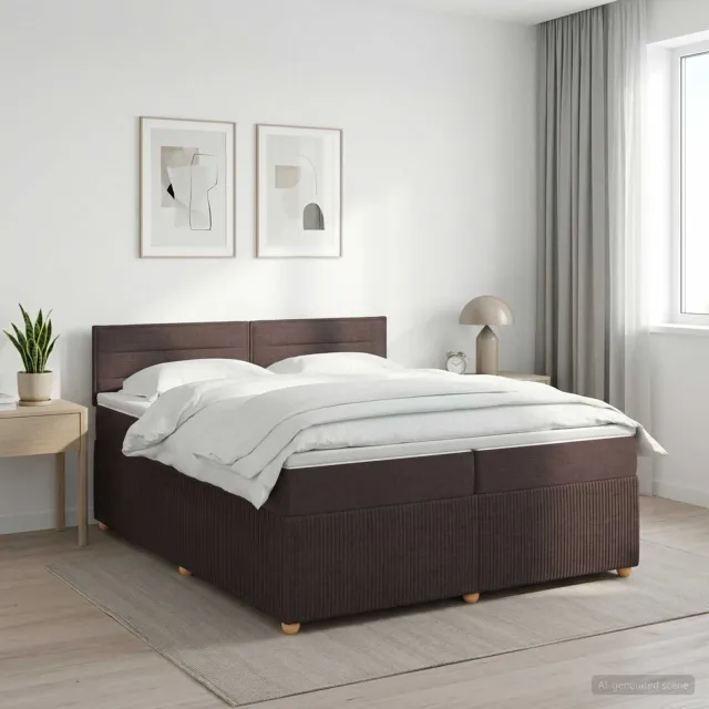 vidaXL Boxspringbed met matras Donkerbruin 200 x 200 cm Stof