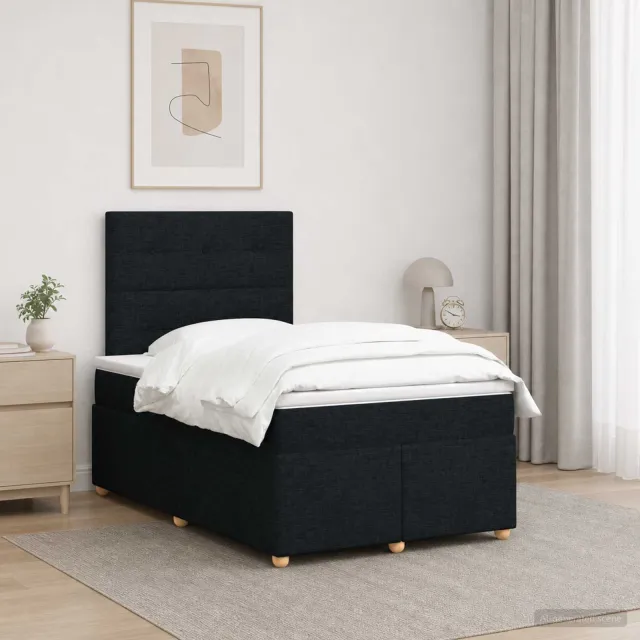 vidaXL Boxspringbed met matras met hoofdeinde Zwart 120 x 190 cm Stof