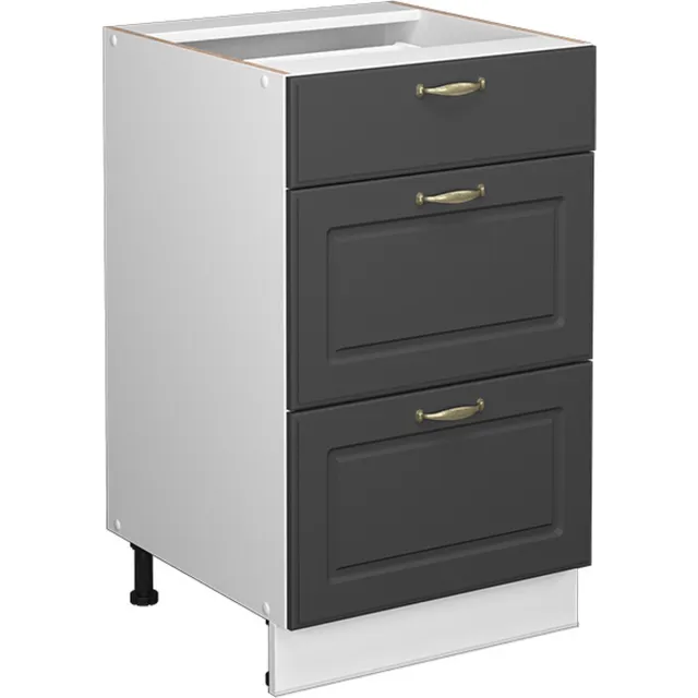 Vicco Fame-Line Keukenonderkast – 50 cm zonder werkblad Antraciet-goud Anthrazit-Gold landelijk/Wit