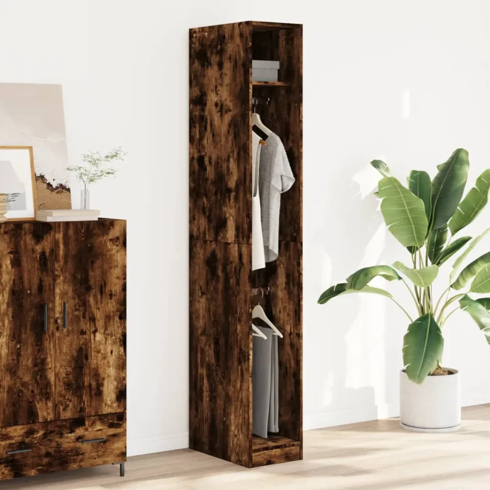 vidaXL Kledingkast 30x50x200 cm bewerkt hout gerookt eikenkleurig, foto 2