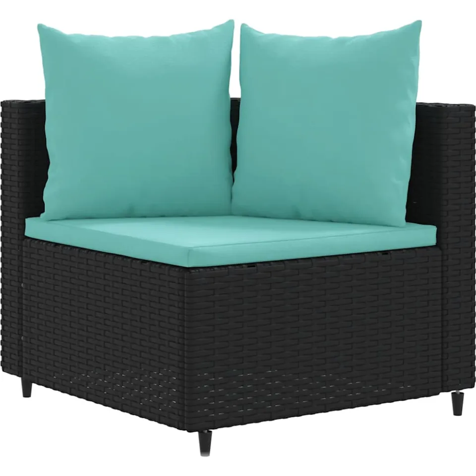 vidaXL 8-delige Loungeset met kussens poly rattan zwart