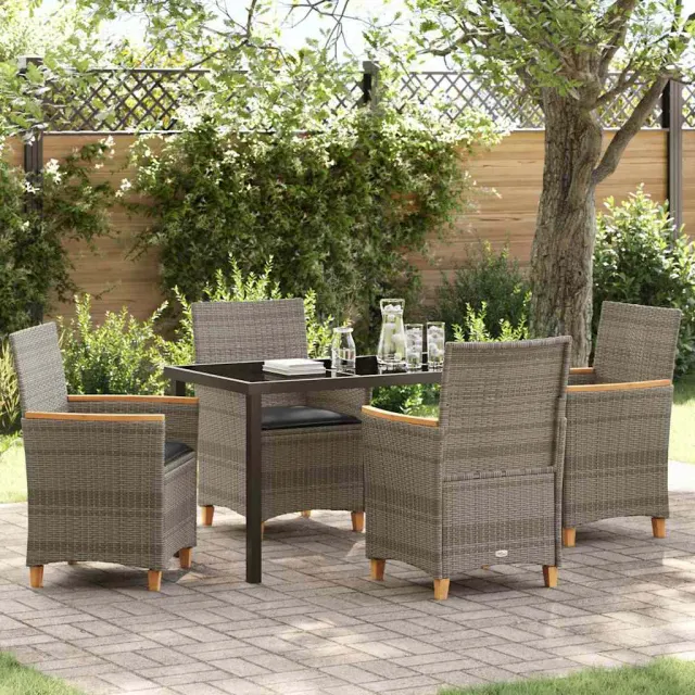 vidaXL Tuin eettafelset 5 st Grijs poly rattan, foto 2