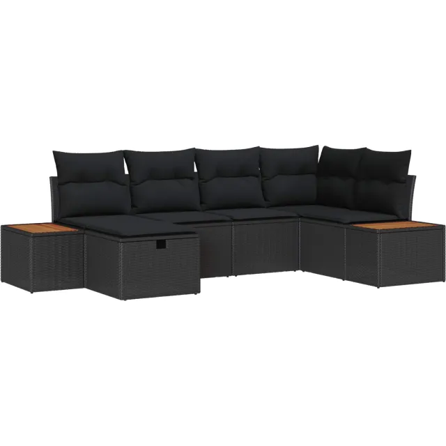 vidaXL Tuin Sofa Set Zwart poly rattan
