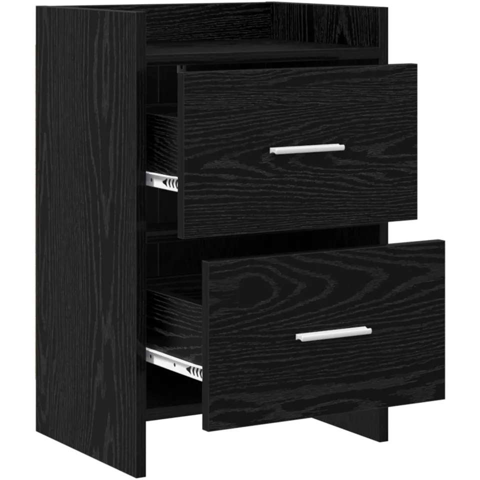 vidaXL Nachtkastjes Zwart eiken 40 x 30 x 60 cm Bewerkt hout, foto 3