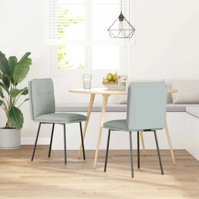 vidaXL Eetkamerstoelen 2 st fluweel lichtgrijs grijs, foto 2