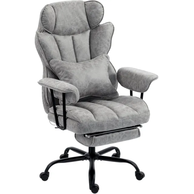Homona Massage-bureaustoel - Met voetensteun, lendenverwarming en ligfunctie - 76 x 77 x 116-126 cm - Grijs