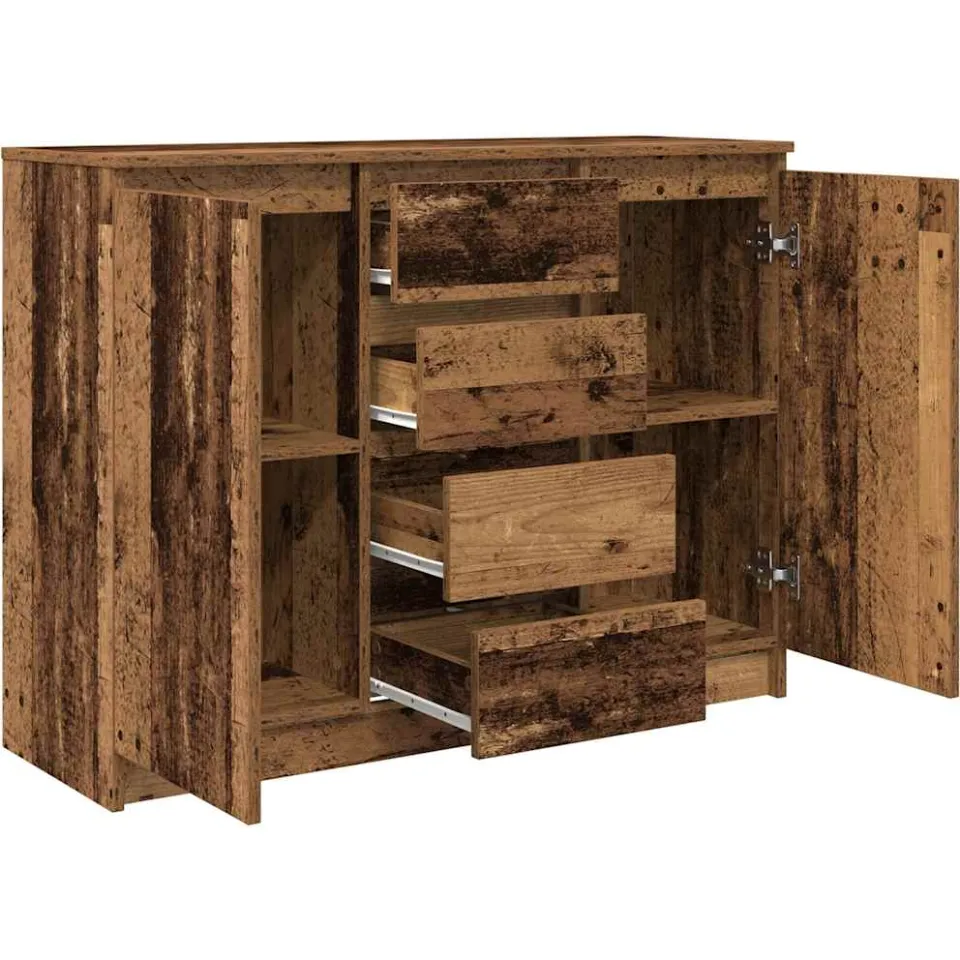 vidaXL Dressoir met lades 100,5x35x76 cm spaanplaat bewerkt hout bruin, foto 4