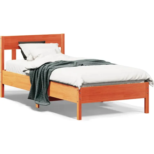 vidaXL Bedframe zonder matras massief grenenhout wasbruin 75x190 cm