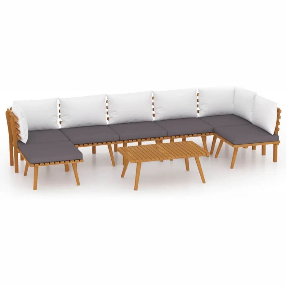 vidaXL 8-delige Loungeset met kussens massief acaciahout bruin, foto 3