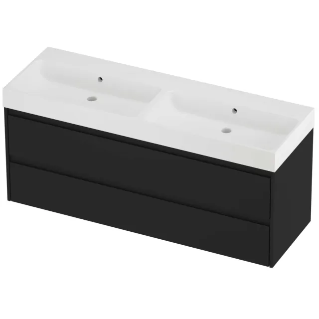 Proline Podium Badmeubelset Polystone Loft 140x46x62 cm Mat White Mat Zwart