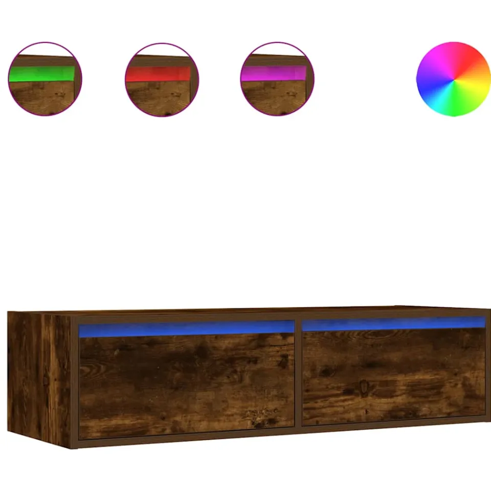 vidaXL Tv-meubel met LED-verlichting 100X35,5x25 cm gerookt eikenkleur, foto 3