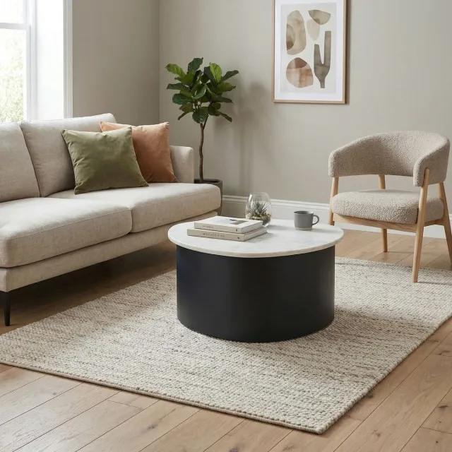 Wohnling Salontafel zwart marmer 63 cm rond - WL7.376 Zie omschrijving