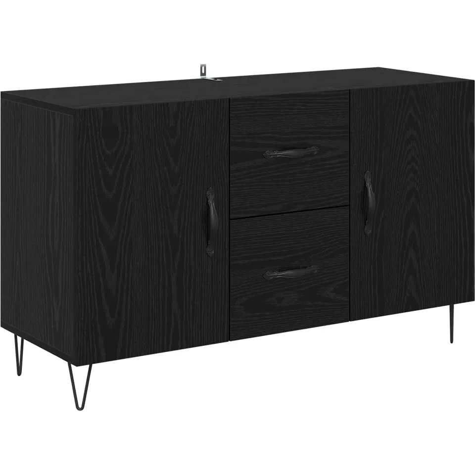 vidaXL Dressoir Zwart Eiken 100 x 36 x 60 cm Bewerkt hout, foto 3
