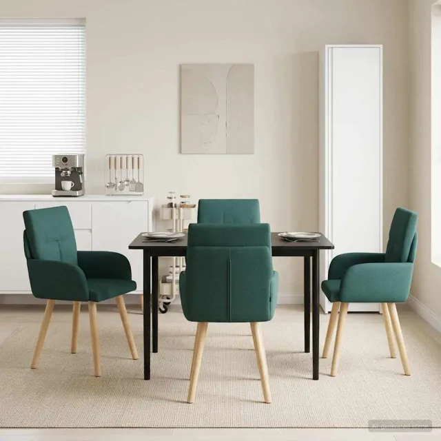 vidaXL Eettafelstoelen 4 st Stof Donkergroen 60 x 56 x 93 cm groen, foto 2