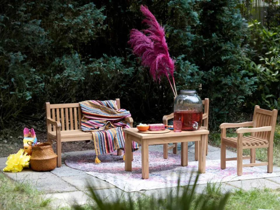 Bellagio tuinmeubelen Sunyard Wales bijzet tuintafel 65x45x38cm bruin, foto 3