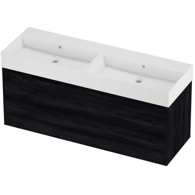 Proline Zara Badmeubelset Porselein Loft 2 Laden 140x46x65 cm Glans Wit Black Oak Eiken