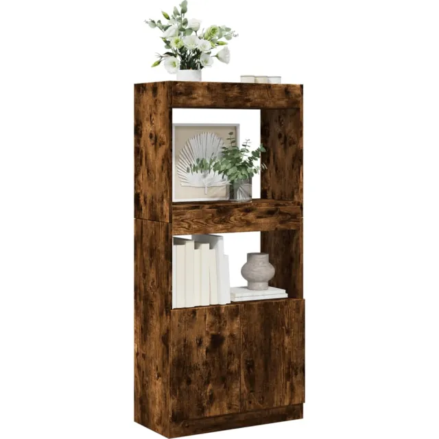vidaXL Hoge kast 63x33x140 cm bewerkt hout gerookt eikenkleurig Bruin