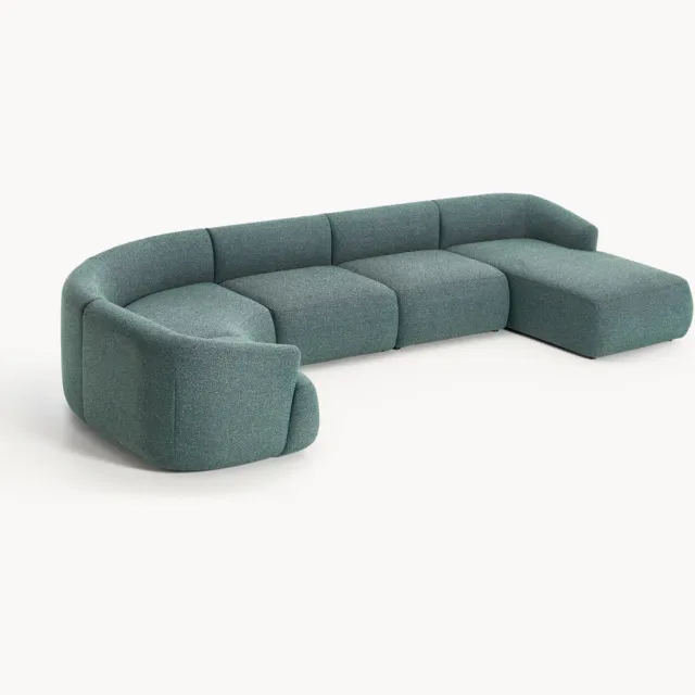 Westwing Collection XL modulaire bouclé bank Sofia Turquoise