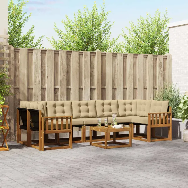 vidaXL Buiten bankenset 8 st 7-zits Natuurlijk en Beige