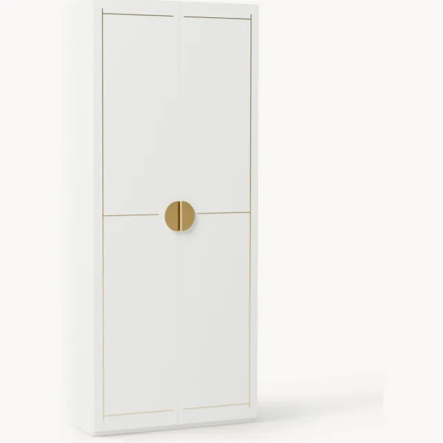 Westwing Collection Modulaire draaideurkast Denise, 100 cm breed, in verschillende formaten Wit, Goudkleurig