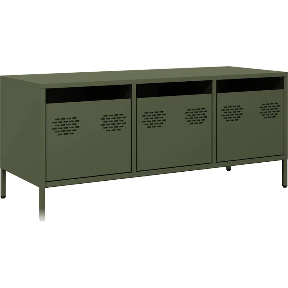 vidaXL Tv-meubel 101,5x39x43,5 cm koudgewalst staal olijfgroen, foto 3