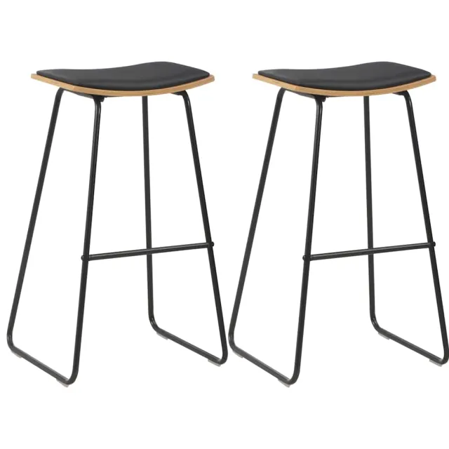 vidaXL Barstoelen 2 st kunstleer zwart, foto 2