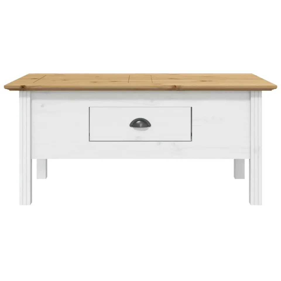 vidaXL Salontafel BODO 100x55x46 cm massief grenenhout wit en bruin