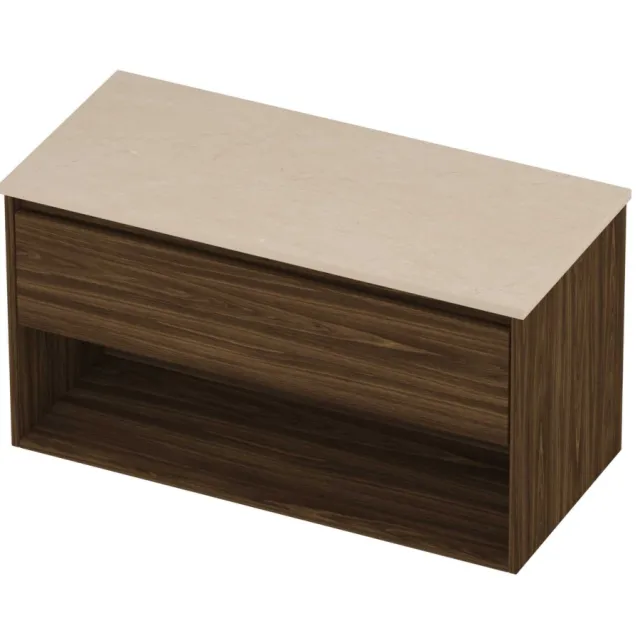 Proline Deck Badmeubelset Hardsteen Met Schap 100x46x55 cm Sand Stone Cabana Oak Eiken