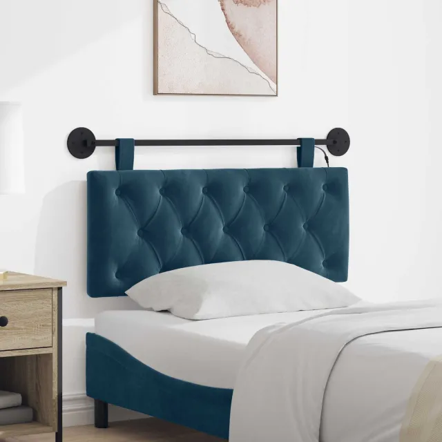 vidaXL Hangend hoofdbord Blauw Fluweel