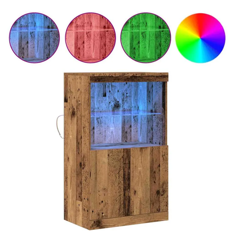 vidaXL LED Sideboard Bruin 60 x 37 x 100 cm Bewerkt hout, foto 3