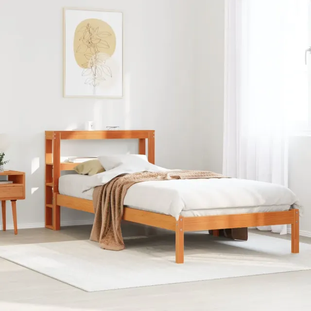 vidaXL Bedframe met hoofdbord massief grenenhout wasbruin 75x190 cm bruin