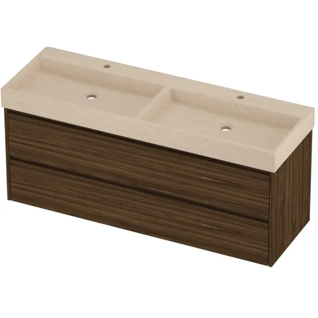 Proline Evoli Badmeubelset Hardsteen Loft 2 Gaten 140x46x62 cm Sand Stone Cabana Oak Eiken