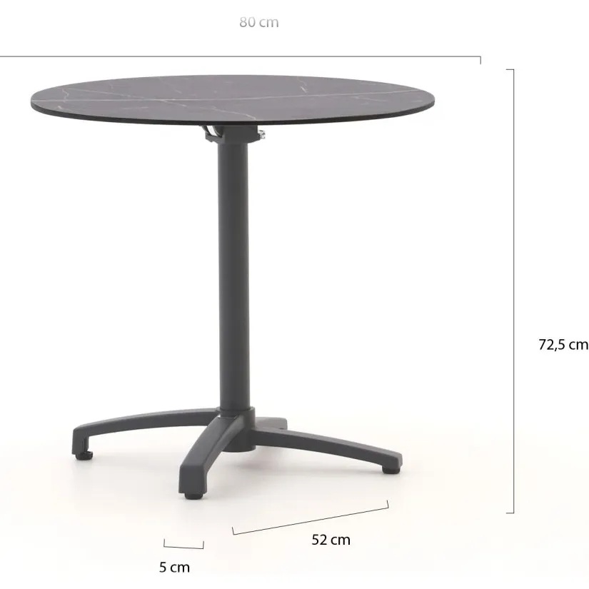 Bellagio tuinmeubelen Bellagio Canzo klaptafel ø80cm (h:73cm) grijs, foto 2