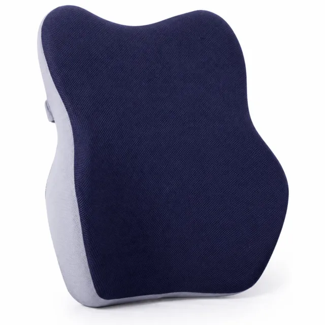 SWGOTA Marineblauw lendenkussen van traagschuim, 41 x 16 x 46 cm, gevormde rugsteun met polyester buitenhoes voor kantoor