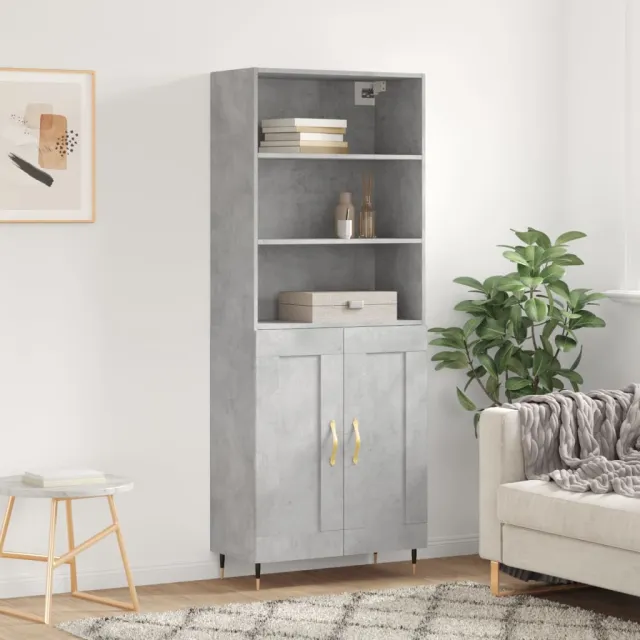 vidaXL Hoge kast 69,5x34x180 cm bewerkt hout grijs sonoma eikenkleurig, foto 2