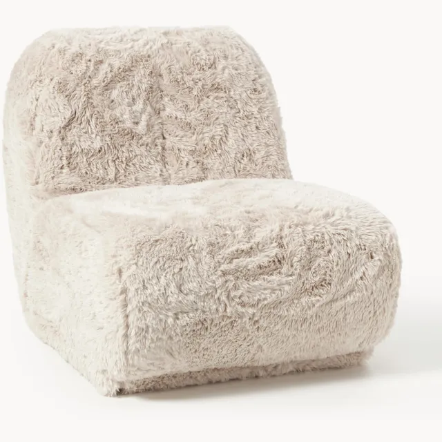Westwing Collection Loungefauteuil Emie van imitatiebont Wit