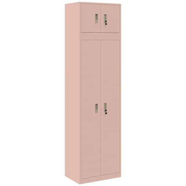 vidaXL Opbergkast - 2 - st - Roze - 60 - x - 40 - x - 220 - cm - Staal - Vergrendelbaar