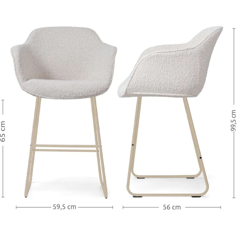 Nolon Nino-Mare barkruk bouclé beige - beige onderstel - 65 cm, foto 2